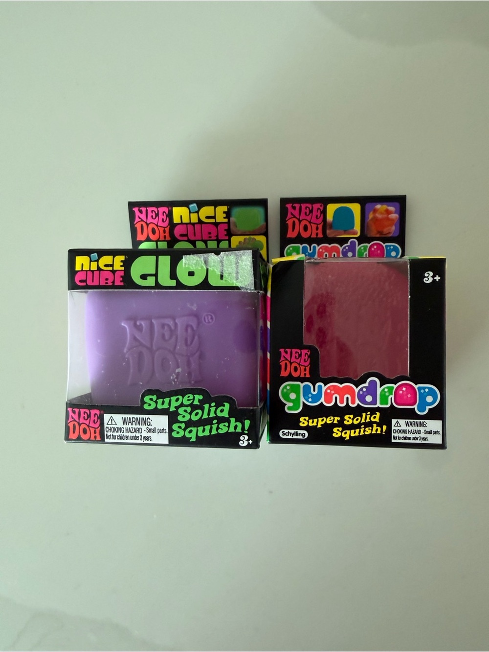NeeDoh Nice Cube Glow Purple AND Gumdrop PINK Squishy Toys